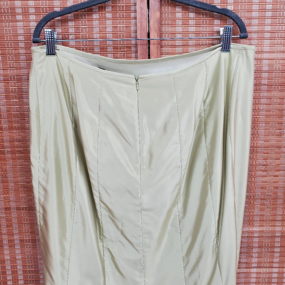 ♧ Carmen Marc Valvo Green Satin Mermaid Formal Skirt Size 16